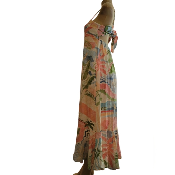 Paper Crane Tropical Maxi Dress Small Spring Summer Vacation Cruise Beach - Picture 3 of 7